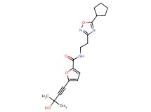 N-[2-(5-cyclopentyl-1,2,4-oxadiazol-3-yl)ethyl]-5-(3-hydroxy-3-methylbut-1-yn-1-yl)-2-furamide