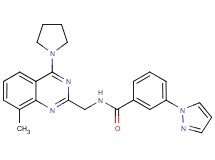 N-{[8-methyl-4-(1-pyrrolidinyl)-2-quinazolinyl]methyl}-3-(1H-pyrazol-1-yl)benzamide