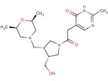 5-{2-[(3R*,4R*)-3-{[(2R*,6S*)-2,6-dimethylmorpholin-4-yl]methyl}-4-(hydroxymethyl)pyrrolidin-1-yl]-2-oxoethyl}-2-methylpyrimidin-4(3H)-one