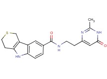 N-[2-(2-methyl-6-oxo-1,6-dihydropyrimidin-4-yl)ethyl]-1,3,4,5-tetrahydrothiopyrano[4,3-b]indole-8-carboxamide