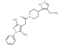 1-[(3,5-dimethyl-1-phenyl-1H-pyrazol-4-yl)acetyl]-4-(4-ethyl-1H-pyrazol-5-yl)piperidine