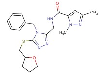 N-({4-benzyl-5-[(tetrahydro-2-furanylmethyl)thio]-4H-1,2,4-triazol-3-yl}methyl)-1,3-dimethyl-1H-pyrazole-5-carboxamide