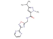 3-isopropyl-1-methyl-N-{[3-(2-pyrimidinyl)-1,2,4-oxadiazol-5-yl]methyl}-1H-pyrazole-5-carboxamide