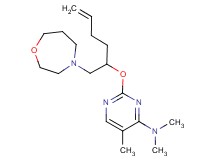 N,N,5-trimethyl-2-{[1-(1,4-oxazepan-4-ylmethyl)pent-4-en-1-yl]oxy}pyrimidin-4-amine