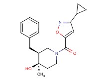 (3S*,4R*)-3-benzyl-1-[(3-cyclopropyl-5-isoxazolyl)carbonyl]-4-methyl-4-piperidinol