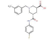 (3S*,5S*)-5-{[(4-fluorophenyl)amino]carbonyl}-1-(3-methylbenzyl)-3-piperidinecarboxylic acid