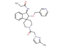 N-[(2R*,3R*)-1'-[(3-methyl-1H-pyrazol-1-yl)acetyl]-2-(3-pyridinylmethoxy)-2,3-dihydrospiro[indene-1,4'-piperidin]-3-yl]propanamide