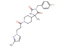 3-(4-fluorobenzyl)-5-methyl-5-{1-[3-(3-methyl-1H-pyrazol-1-yl)propanoyl]-4-piperidinyl}-2,4-imidazolidinedione