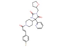 5-{1-[(2E)-3-(4-fluorophenyl)-2-propenoyl]-4-piperidinyl}-5-(2-pyridinyl)-3-(tetrahydro-2-furanylmethyl)-2,4-imidazolidinedione