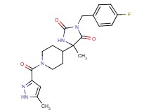 3-(4-fluorobenzyl)-5-methyl-5-{1-[(5-methyl-1H-pyrazol-3-yl)carbonyl]-4-piperidinyl}-2,4-imidazolidinedione