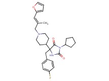 3-cyclopentyl-5-(4-fluorobenzyl)-5-{1-[(2E)-3-(2-furyl)-2-methyl-2-propen-1-yl]-4-piperidinyl}-2,4-imidazolidinedione