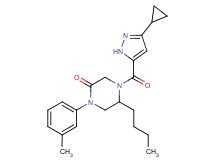 5-butyl-4-[(3-cyclopropyl-1H-pyrazol-5-yl)carbonyl]-1-(3-methylphenyl)-2-piperazinone