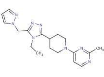 4-{4-[4-ethyl-5-(1H-pyrazol-1-ylmethyl)-4H-1,2,4-triazol-3-yl]piperidin-1-yl}-2-methylpyrimidine