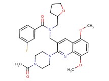 N-{[2-(4-acetyl-1-piperazinyl)-5,8-dimethoxy-3-quinolinyl]methyl}-3-fluoro-N-(tetrahydro-2-furanylmethyl)benzamide