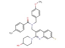 N-{[7-fluoro-2-(4-hydroxy-1-piperidinyl)-3-quinolinyl]methyl}-N-(4-methoxybenzyl)-4-methylbenzamide
