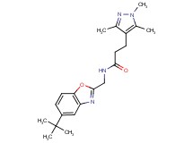 N-[(5-tert-butyl-1,3-benzoxazol-2-yl)methyl]-3-(1,3,5-trimethyl-1H-pyrazol-4-yl)propanamide