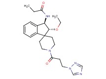 N-{(2R*,3R*)-2-ethoxy-1'-[3-(1H-1,2,4-triazol-1-yl)propanoyl]-2,3-dihydrospiro[indene-1,4'-piperidin]-3-yl}propanamide