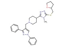 1-[(1,3-diphenyl-1H-pyrazol-4-yl)methyl]-4-{4-methyl-5-[(tetrahydro-2-furanylmethyl)thio]-4H-1,2,4-triazol-3-yl}piperidine
