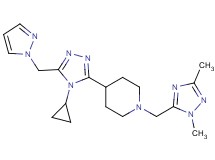 4-[4-cyclopropyl-5-(1H-pyrazol-1-ylmethyl)-4H-1,2,4-triazol-3-yl]-1-[(1,3-dimethyl-1H-1,2,4-triazol-5-yl)methyl]piperidine