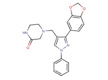 4-{[3-(1,3-benzodioxol-5-yl)-1-phenyl-1H-pyrazol-4-yl]methyl}-2-piperazinone