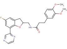 3-(3,4-dimethoxyphenyl)-N-{[5-fluoro-7-(2-pyrazinyl)-2,3-dihydro-1-benzofuran-2-yl]methyl}propanamide