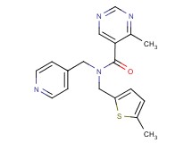 4-methyl-N-[(5-methyl-2-thienyl)methyl]-N-(pyridin-4-ylmethyl)pyrimidine-5-carboxamide