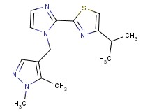 2-{1-[(1,5-dimethyl-1H-pyrazol-4-yl)methyl]-1H-imidazol-2-yl}-4-isopropyl-1,3-thiazole