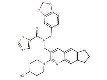 N-(1,3-benzodioxol-5-ylmethyl)-N-{[2-(4-hydroxy-1-piperidinyl)-7,8-dihydro-6H-cyclopenta[g]quinolin-3-yl]methyl}-1,3-thiazole-5-carboxamide