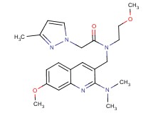 N-{[2-(dimethylamino)-7-methoxy-3-quinolinyl]methyl}-N-(2-methoxyethyl)-2-(3-methyl-1H-pyrazol-1-yl)acetamide