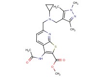methyl 3-(acetylamino)-6-({cyclopropyl[(1,3,5-trimethyl-1H-pyrazol-4-yl)methyl]amino}methyl)thieno[2,3-b]pyridine-2-carboxylate