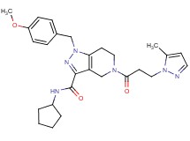 N-cyclopentyl-1-(4-methoxybenzyl)-5-[3-(5-methyl-1H-pyrazol-1-yl)propanoyl]-4,5,6,7-tetrahydro-1H-pyrazolo[4,3-c]pyridine-3-carboxamide
