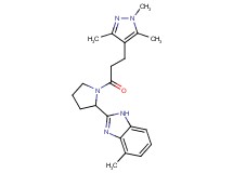 4-methyl-2-{1-[3-(1,3,5-trimethyl-1H-pyrazol-4-yl)propanoyl]-2-pyrrolidinyl}-1H-benzimidazole