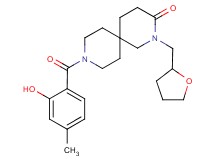 9-(2-hydroxy-4-methylbenzoyl)-2-(tetrahydrofuran-2-ylmethyl)-2,9-diazaspiro[5.5]undecan-3-one
