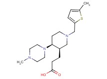 3-{(3R*,4S*)-4-(4-methylpiperazin-1-yl)-1-[(5-methyl-2-thienyl)methyl]piperidin-3-yl}propanoic acid