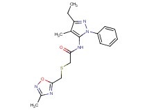N-(3-ethyl-4-methyl-1-phenyl-1H-pyrazol-5-yl)-2-{[(3-methyl-1,2,4-oxadiazol-5-yl)methyl]thio}acetamide