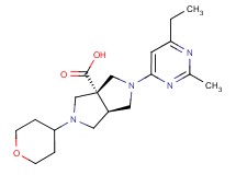 (3aR*,6aR*)-2-(6-ethyl-2-methylpyrimidin-4-yl)-5-(tetrahydro-2H-pyran-4-yl)hexahydropyrrolo[3,4-c]pyrrole-3a(1H)-carboxylic acid