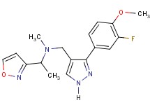 N-{[3-(3-fluoro-4-methoxyphenyl)-1H-pyrazol-4-yl]methyl}-1-(3-isoxazolyl)-N-methylethanamine