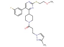 5-(3-fluorophenyl)-2-[(2-methoxyethyl)thio]-4-{1-[3-(3-methyl-1H-pyrazol-1-yl)propanoyl]-4-piperidinyl}pyrimidine