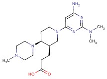 3-[(3R*,4S*)-1-[6-amino-2-(dimethylamino)pyrimidin-4-yl]-4-(4-methylpiperazin-1-yl)piperidin-3-yl]propanoic acid