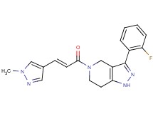 3-(2-fluorophenyl)-5-[(2E)-3-(1-methyl-1H-pyrazol-4-yl)prop-2-enoyl]-4,5,6,7-tetrahydro-1H-pyrazolo[4,3-c]pyr