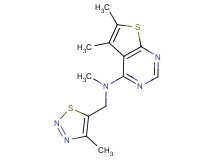 N,5,6-trimethyl-N-[(4-methyl-1,2,3-thiadiazol-5-yl)methyl]thieno[2,3-d]pyrimidin-4-amine