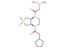 2-[(4aR*,7aS*)-4-(cyclopentylacetyl)-6,6-dioxidohexahydrothieno[3,4-b]pyrazin-1(2H)-yl]-N,N-dimethyl-2-oxoethanamine