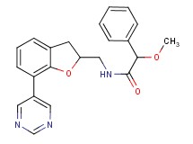 2-methoxy-2-phenyl-N-{[7-(5-pyrimidinyl)-2,3-dihydro-1-benzofuran-2-yl]methyl}acetamide