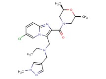 N-[(6-chloro-2-{[(2R*,6S*)-2,6-dimethyl-4-morpholinyl]carbonyl}imidazo[1,2-a]pyridin-3-yl)methyl]-N-[(1-methyl-1H-pyrazol-4-yl)methyl]ethanamine