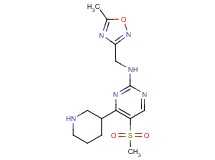 N-[(5-methyl-1,2,4-oxadiazol-3-yl)methyl]-5-(methylsulfonyl)-4-(3-piperidinyl)-2-pyrimidinamine hydrochloride