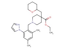 ethyl 1-[2,4-dimethyl-6-(1H-pyrazol-1-yl)benzyl]-4-(tetrahydro-2H-pyran-2-ylmethyl)-4-piperidinecarboxylate