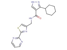 3-cyclohexyl-N-{[2-(2-pyrimidinyl)-1,3-thiazol-4-yl]methyl}-1H-pyrazole-4-carboxamide