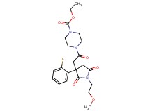 ethyl 4-{[3-(2-fluorophenyl)-1-(2-methoxyethyl)-2,5-dioxo-3-pyrrolidinyl]acetyl}-1-piperazinecarboxylate