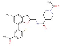 1-acetyl-N-{[7-(5-acetyl-2-fluorophenyl)-5-methyl-2,3-dihydro-1-benzofuran-2-yl]methyl}-4-piperidinecarboxamide