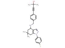 4-[4-({[1-(4-fluorophenyl)-6,6-dimethyl-4,5,6,7-tetrahydro-1H-indazol-4-yl]amino}methyl)phenyl]-2-methyl-3-butyn-2-ol